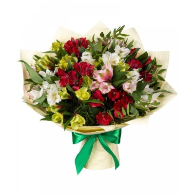 Букет «Теплые чувства» – разноцветные альстромерии с нежным посылом Бугульма Республика Татарстан