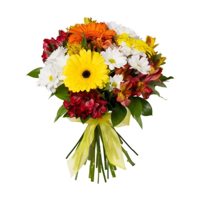 Букет «Красочный фонтан» — яркая симфония из альстромерий, гербер и хризантем Бугульма Республика Татарстан