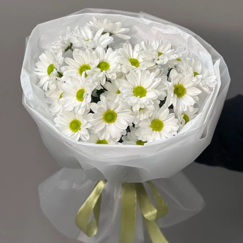 Букет «Ромашковый» – нежные белые хризантемы в деревенском стиле Бугульма Республика Татарстан